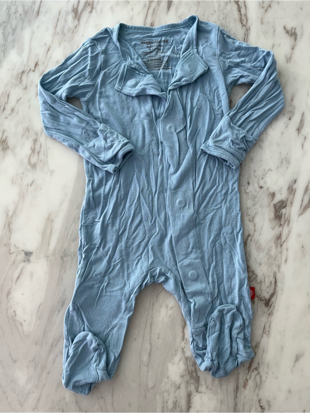 Magnetic Me Light Blue Footed Baby One-Piece